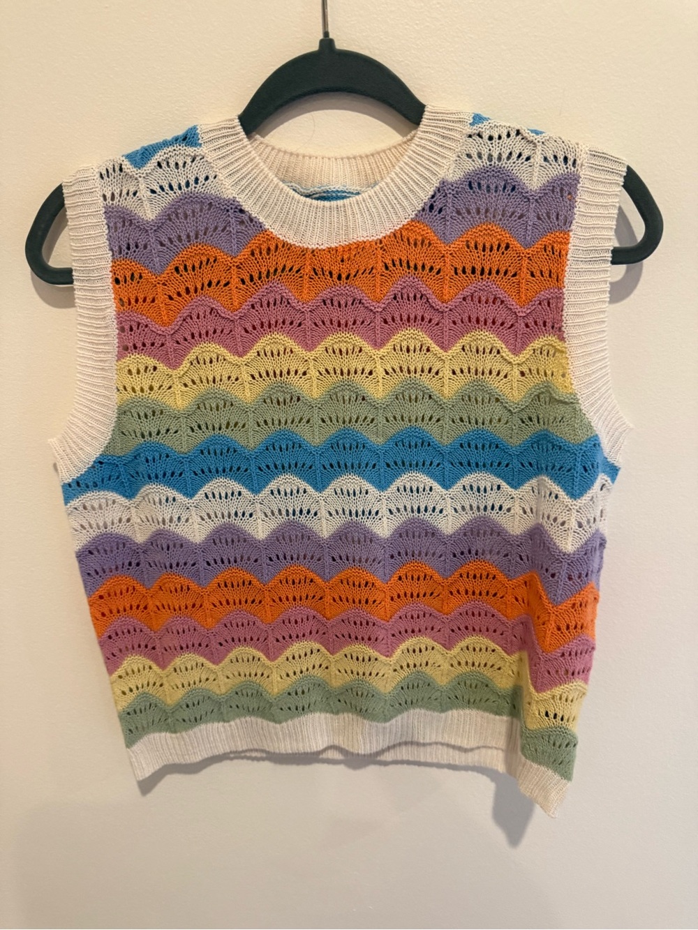 SHEIN Multicolor Crochet Wave Knit Tank Top